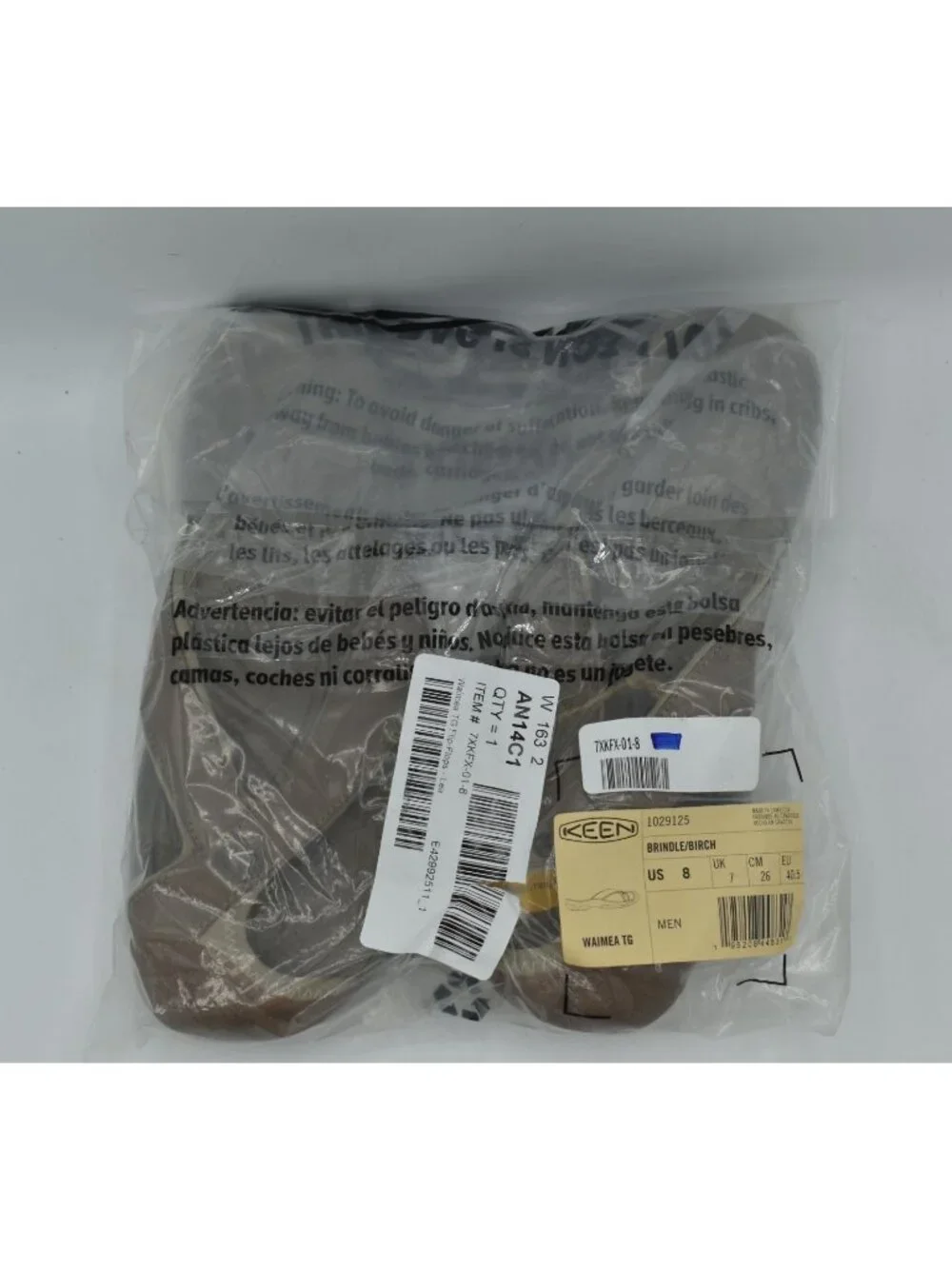 Keen Mens‎ Size 8 Waimea TG Toe Guard Brindle Birch Leather Flip Flops Sandals